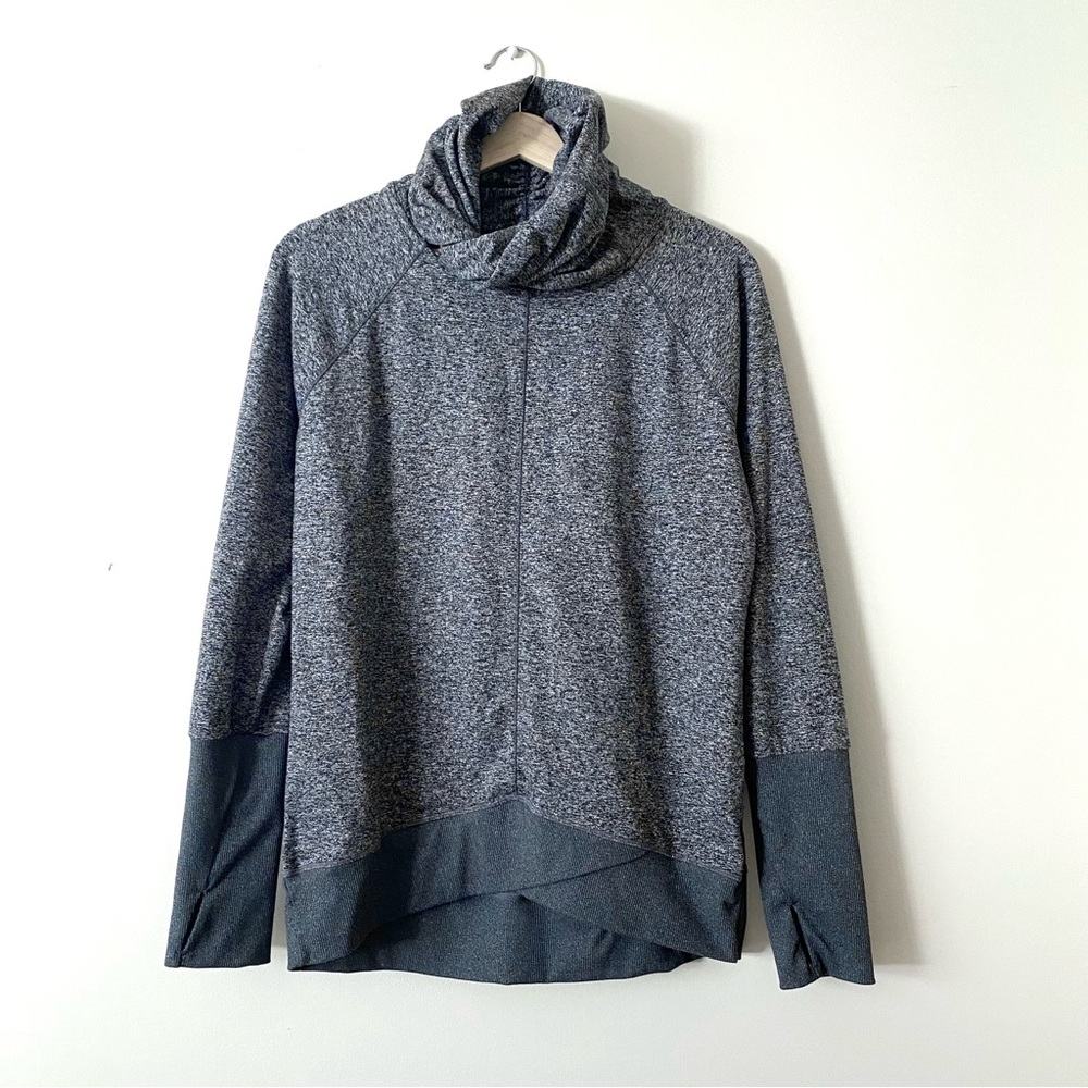 Zella Gray Spacedye Twisted Cowl Turtleneck Neck Pullover Sweatshirt Size M